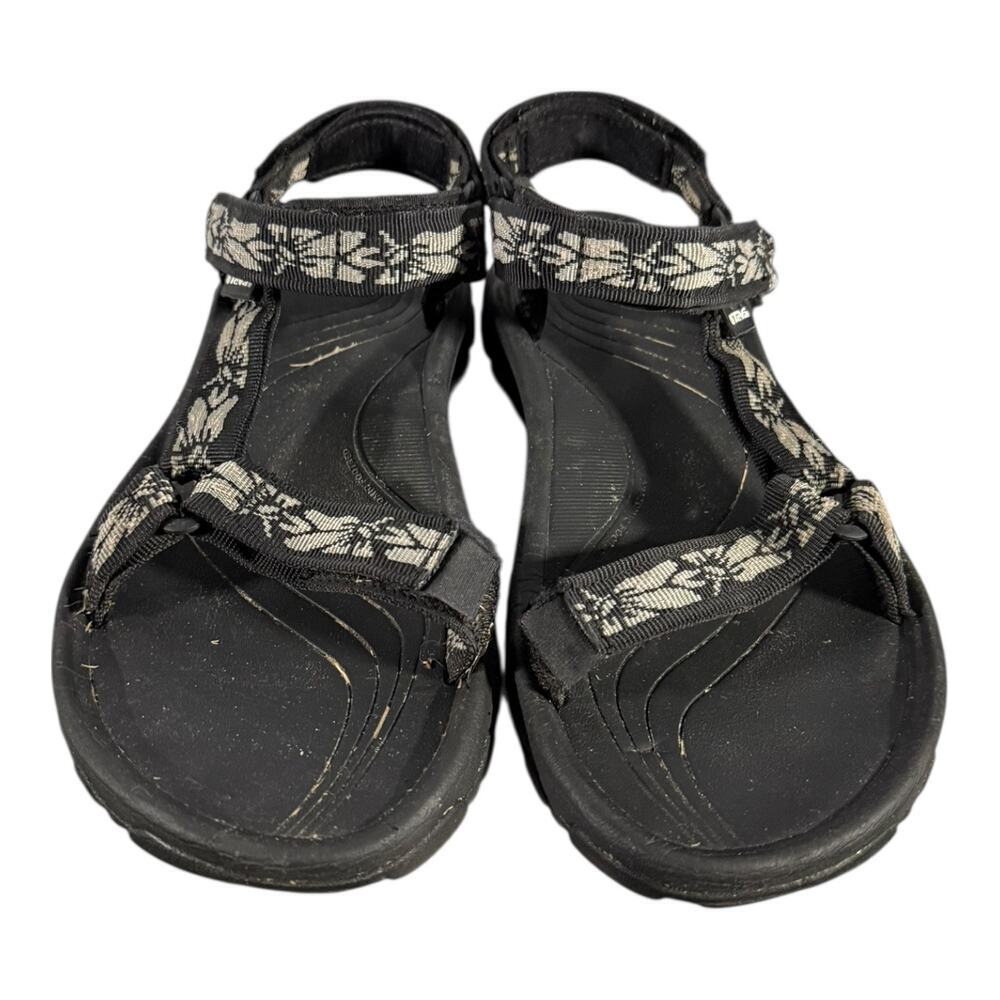 Teva Outdoor Hiking Sandals Men’s 9 Black Gray Hook & Loop Lightweight Trek - Picture 3 of 8